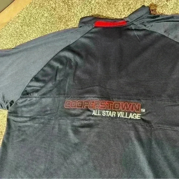 Cooperstown All Star Village Men 2XL Polo Shirt Baseball Red Stitch Navy - Picture 9 of 9
